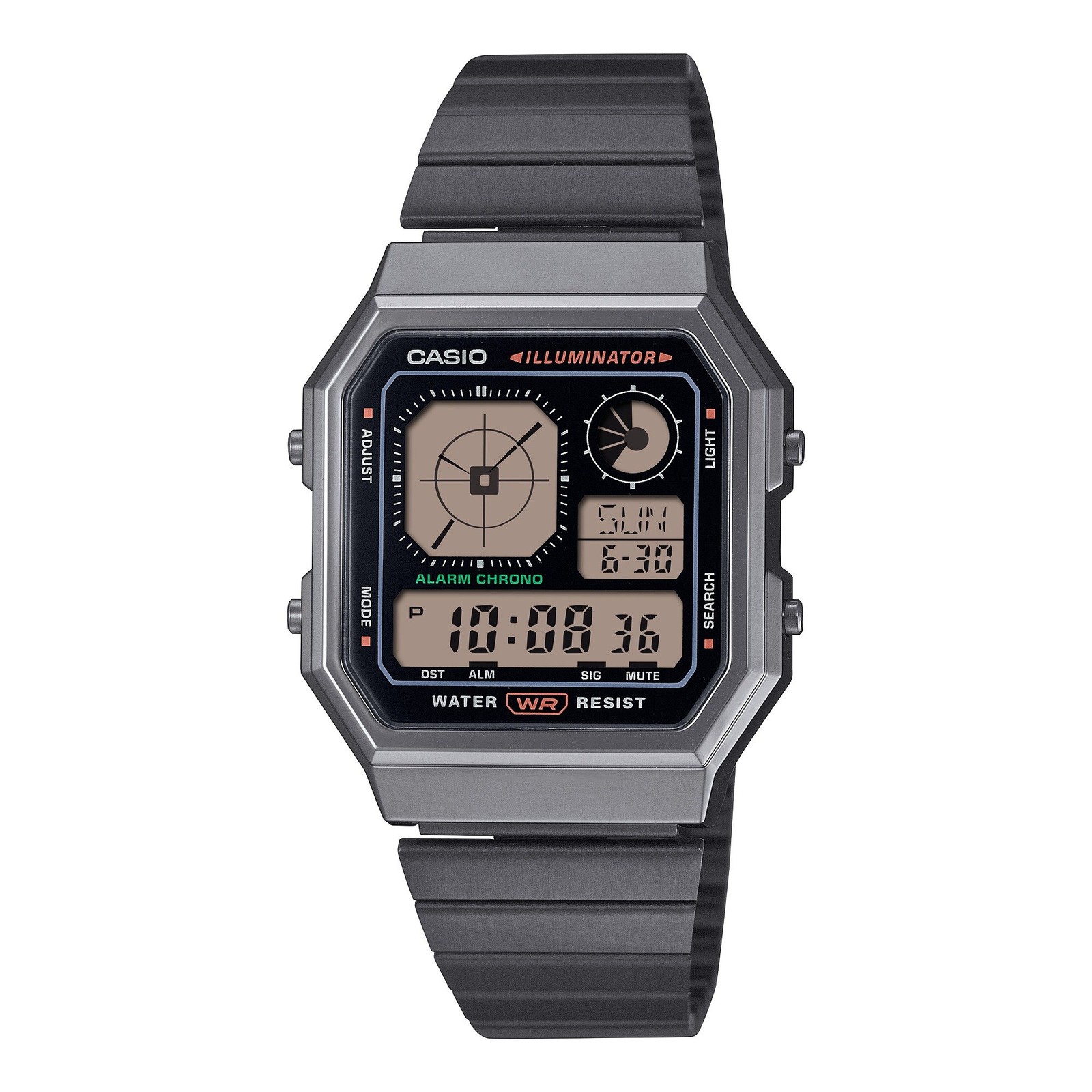 Unisex Wristwatch CASIO A-130WEGG-1AEF Stainless Steel Black Chrono Timer Alarm