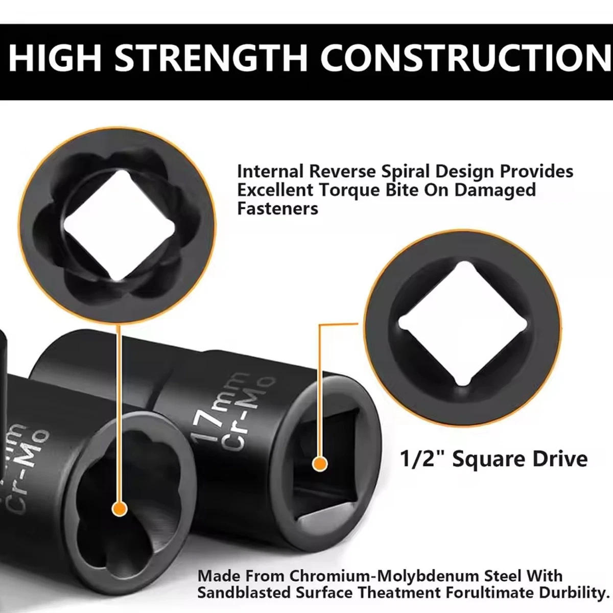 5Pc 1/2” Twist Socket Drive Wheel Lug Nut Damaged,Stripped Remover