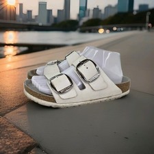 Birkenstock Arizona Big Buckle Slide US 7 Ladies White High Shine Sandals