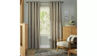 SAVE 50% Habitat Stripe Printed Lined Eyelet Curtains - Charcoal 168x229cm (2163
