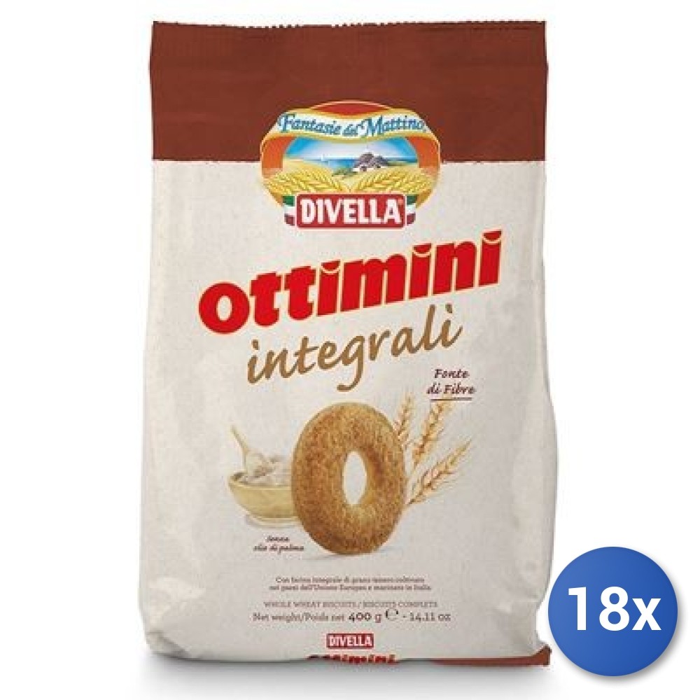 18X Multipack Divella Wholegrain Biscotti Ottimini Gr400