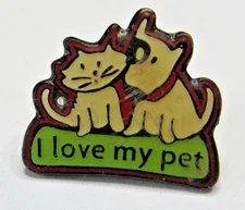 Vintage I Love My  Pet Enamel t Lapel Hat Pin 1980s #PN-90