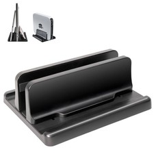 JIMEJV Vertical Laptop Stand [New Version: Two More Rubber Pads & Hex Black 