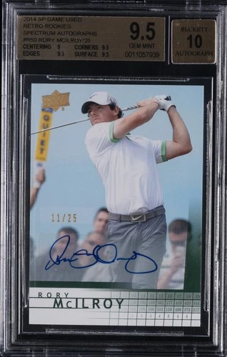 2014 SP GAME USED RETRO ROOKIES SPCTRM AUTOS RORY MCILROY BGS 9.5