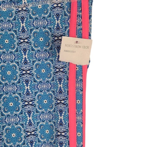 Nicole Miller Sport Athletic Workout Blue Pink Strip Leggings Girls M - 10 NWT - Picture 2 of 5