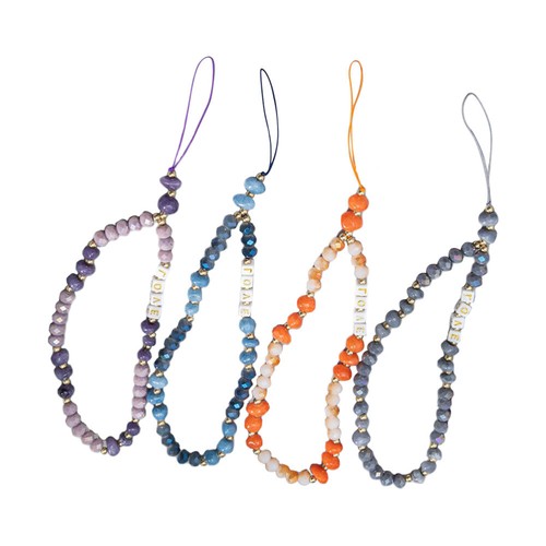 4 Pcs Crystal Stone Bracelet Cute Phone Accessories Mobile Hanging Chain - Zdjęcie 2 z 12