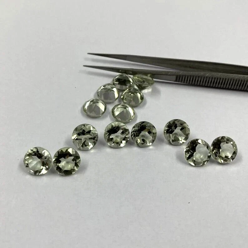 Piedras preciosas sueltas corte facetado forma redonda amatista verde natural de 6 mm 100 piezas Foto 4 de 4