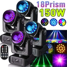 4X 150W LED Moving Head Lights 18Prism RGBW Gobo Beam Spot Light DJ Disco DMX US