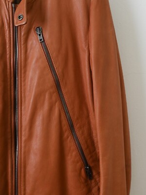 Maison Martin Margiela 5 Zip Leather Moto Jacket Brown 50 Large | eBay