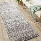 SULIS MOROCCAN DIAMONDS SILVER GREY MODERN RUG RUNNER (M)80x300cm *FREE DELIVERY