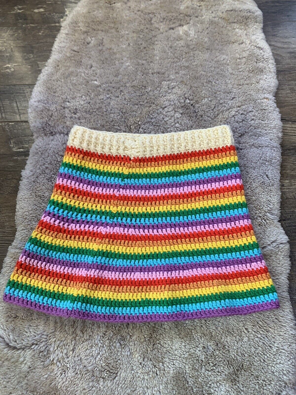 Handmade Rainbow Crochet Mini Skirt Women’s 25in … - image 10