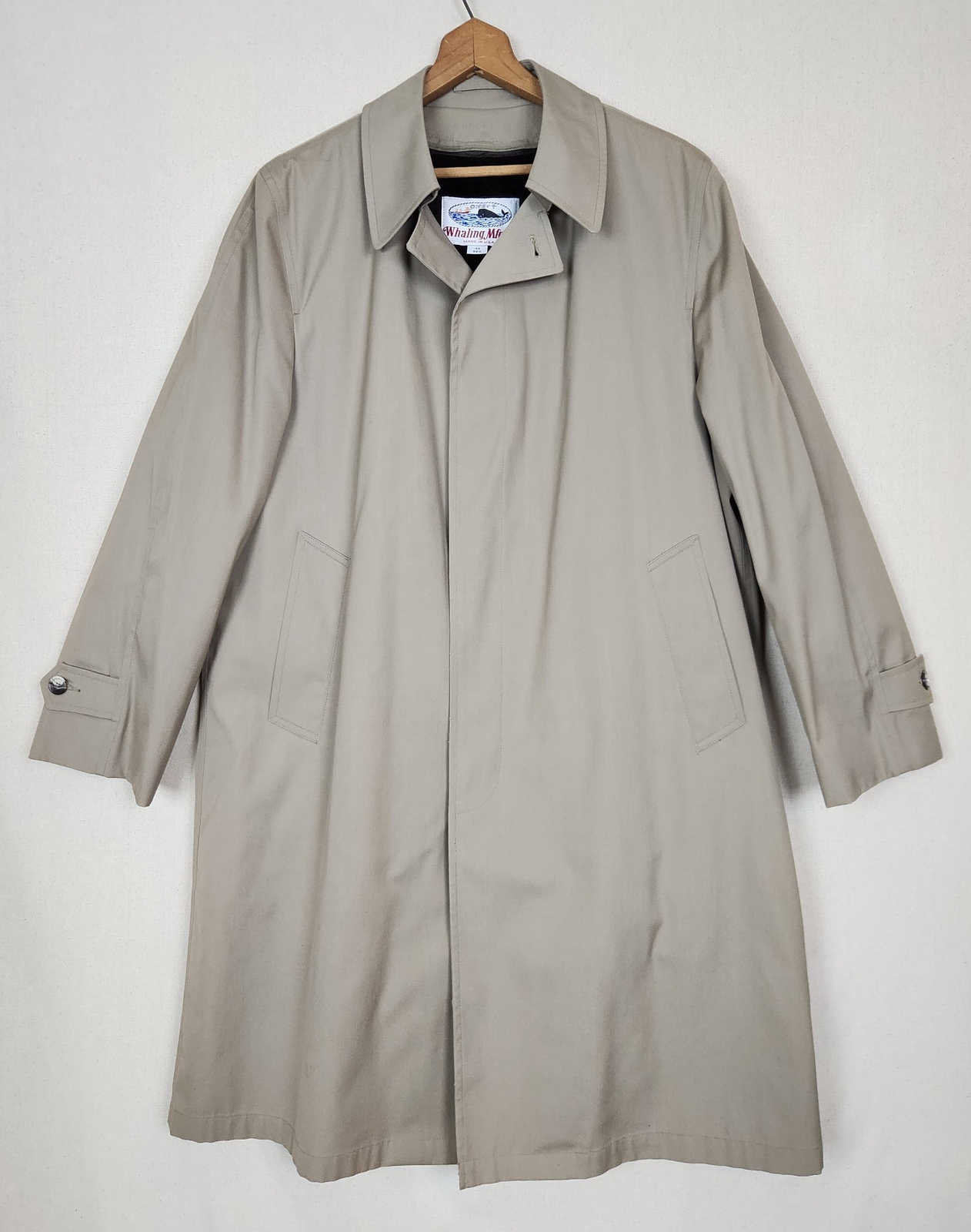 WHALING Mfg. Co. Mens Poly Cotton Blend Trench Over Coat w/ Zip-Out Liner 42 R