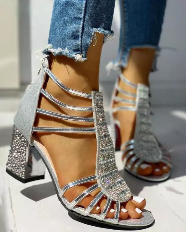 Silver gladiator shoes hotsell