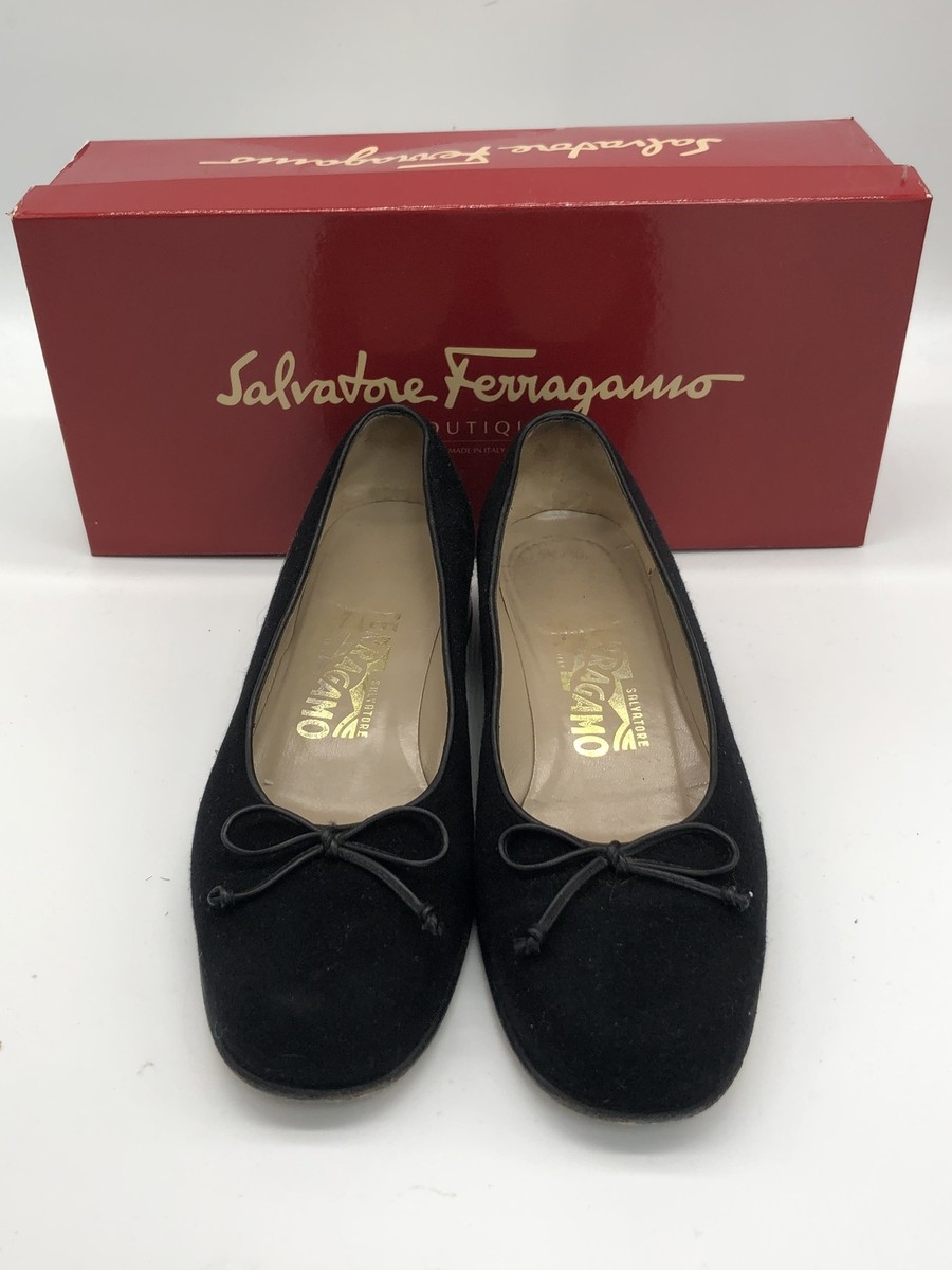 Salvatore Ferragamo Black Aster Fabric Block Heel Ballet  display picture 2