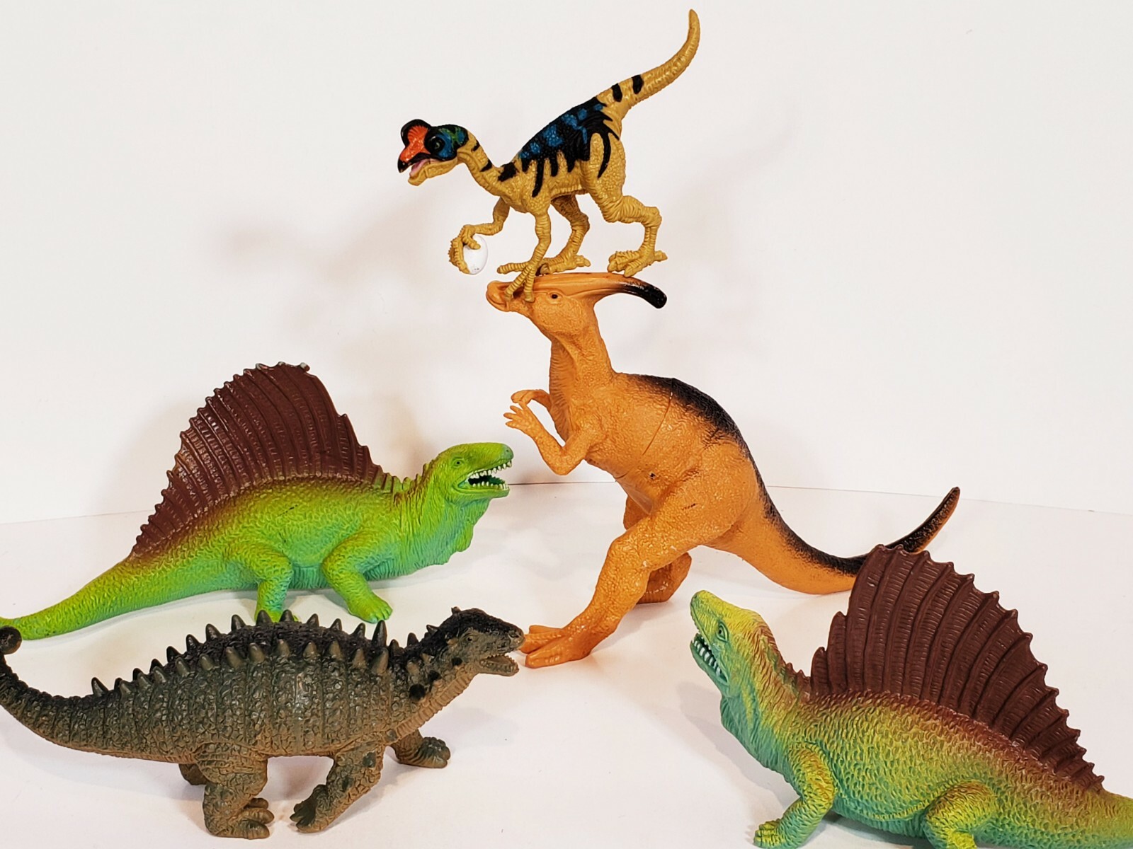 Greenbrier & Boli Plastic Dinosaur Figures Lot Of 5 Dilophosaurus Parasaurolopus