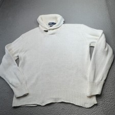 VINTAGE Polo Ralph Lauren Sweater Men Extra Large White Linen Toggle Fisherman