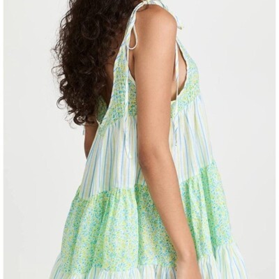 Solid & Striped The Parker Dress in Green Painted Floral X Pinstripe Size  XL NWT | eBay