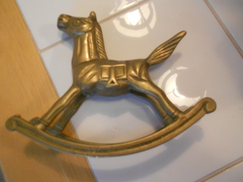 VINTAGE MESSING SCHAUKELPFERD FIGUR - VG ++ 4" X 5 1/4" X 1 1/4" - Bild 6 von 8