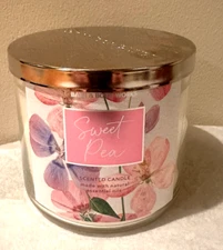 Bath & Body Works Sweet Pea Candle Scented Large 3-Wick 14.5 oz NEW MAY
