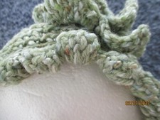 Lady's Crochet Headband w/ Matching Front Flower GREEN with WHITE FLECKS Medium