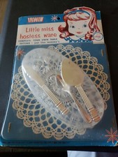Irwin Little Miss Hostess Ware Relish Dish Spoon Cake Cheese Knives 4853