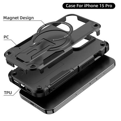 Für iPhone 16 Pro Max 15 14 13 12 11 Robuste Robuste Magnet Hülle mit Ständer - Bild 9 von 26