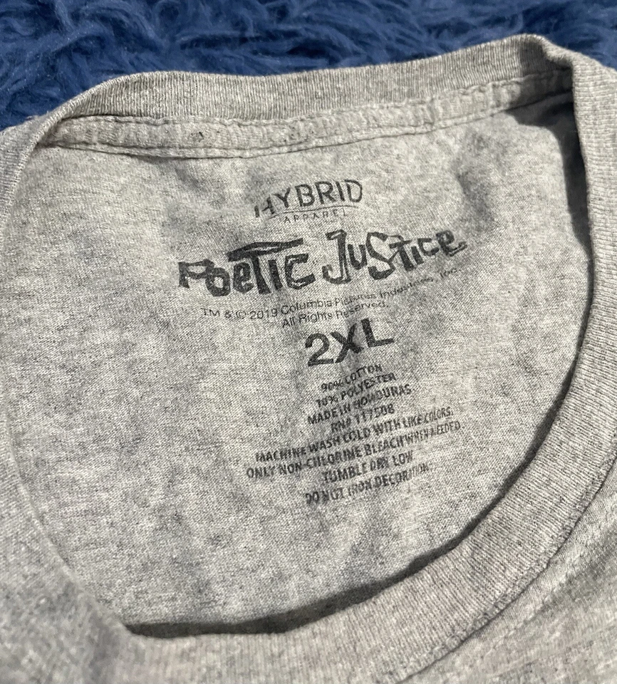 Camiseta gris manga corta con estampado gráfico Poetic Justice 2 Pac 1993 para hombre 2XL Foto 3 de 4