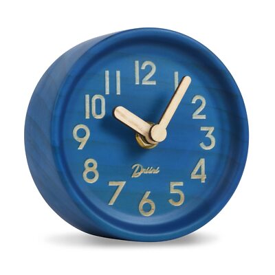 Wooden Analog Desktop Clock   4.3 in. Decorative Pinewood Clock No-Tick Desig...