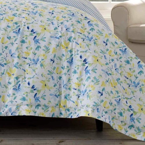 Laura Ashley Comforter Set Twin 2-Piece Nora Floral Soft Cotton Bright Blue - 第 3/4 張圖片