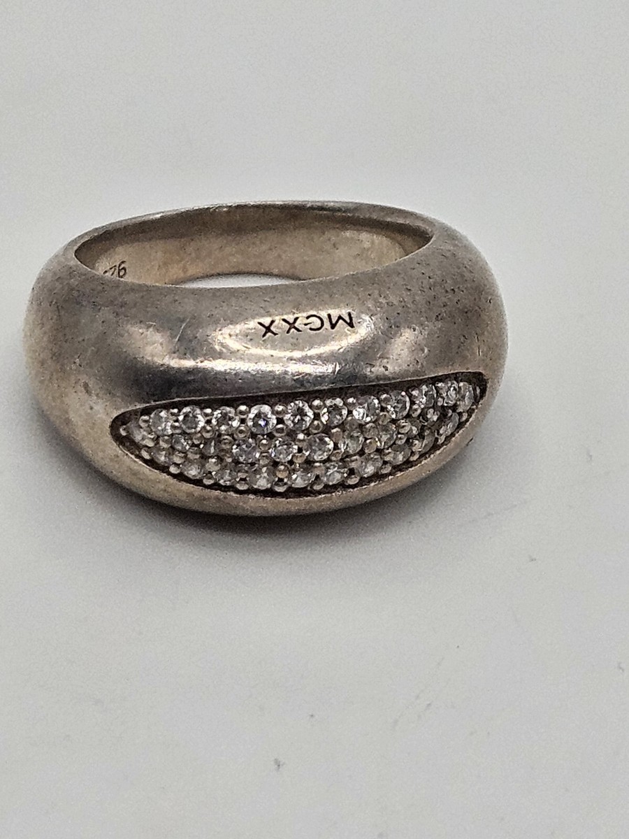 Vintage MEXX Sterling Silver CZ Dome Band Ring Size 8 | eBay