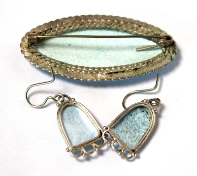Vintage Unique Russian Enamel Hand Painted Jewelry Set  display picture 3