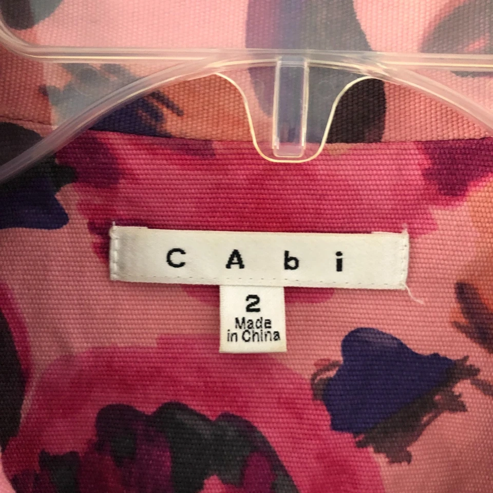 Chaqueta Blazer CAbi 804 Manga Larga Botón Frontal Rosa Púrpura Floral Talla 2 Foto 4 de 4