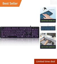 PERIBOARD-317R Wired Backlit Keyboard - Large Print Letters, RGB Illuminate