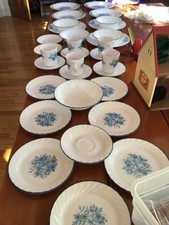 Corelle Blue Velvet Dining set dinner, luncheon, salad, bowls, cups saucer mixed