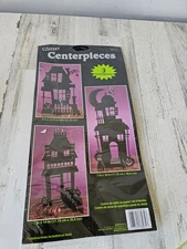 Glitter centerpiece haunted house Halloween decor black sparkle creative convert