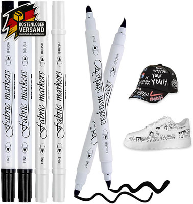 Textilstifte Waschmaschinenfest für Stoffe, T-Shirts, Schuhe, 4er Set, 1-5mm
