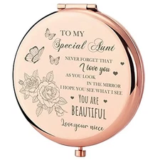  Compact Mirror Gifts for Aunt, Rose Gold Special Aunt Compact Mirror for 