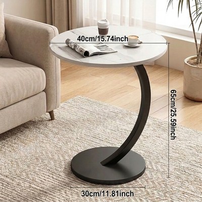 Sofa Side Table with storage shelf Modern Couch Table Lightweight 1-layer white