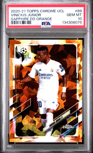 Vinicius Junior PSA 10 Orange /50 Sapphire 2020-21 Topps Chrome UEFA Real Madrid