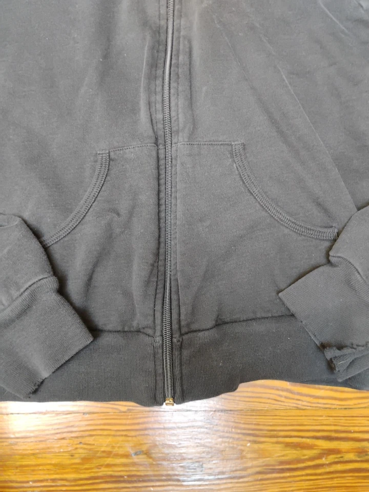 Moletom com capuz feminino vintage American Apparel com zíper M preto 100% algodão feito nos EUA - Imagem 3 de 4