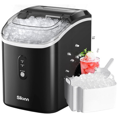 Nugget Ice Maker Countertop,  Chewable Pellet Ice Machine with Self-Cleanin Func