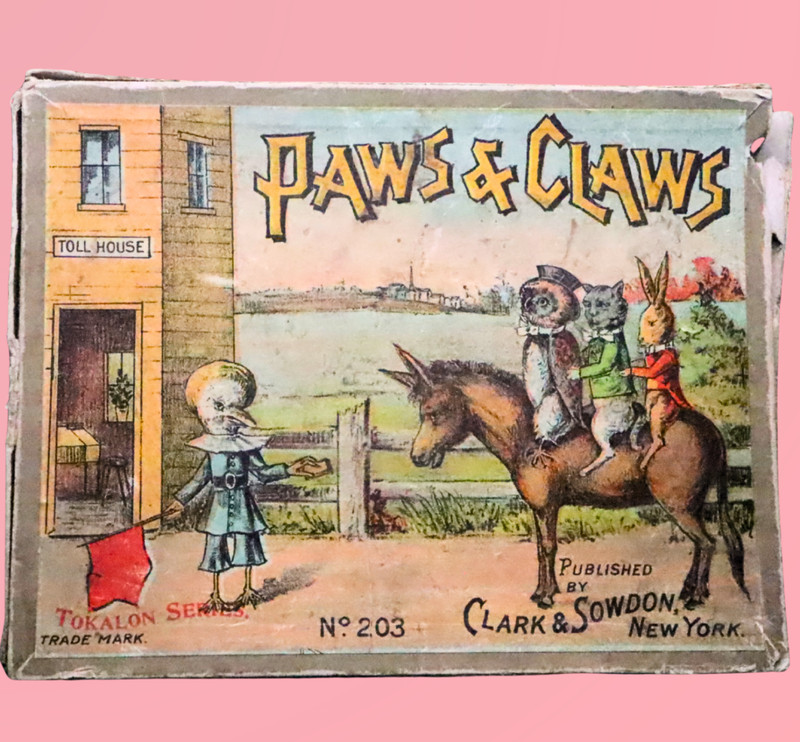 Unusual Antique Card Game Paws & Claws Complete Clark & Sowdon Tokalon c1890