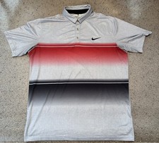 Men  s Nike Golf Dri Fit Polo Standard Fit Shirt XL Gray Black Red