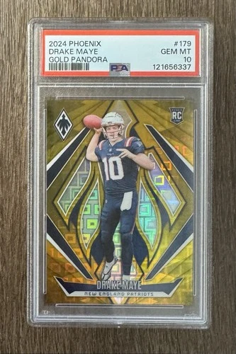 2024 Panini Phoenix Drake Maye (RC) Gold Pandora /10 PSA 10