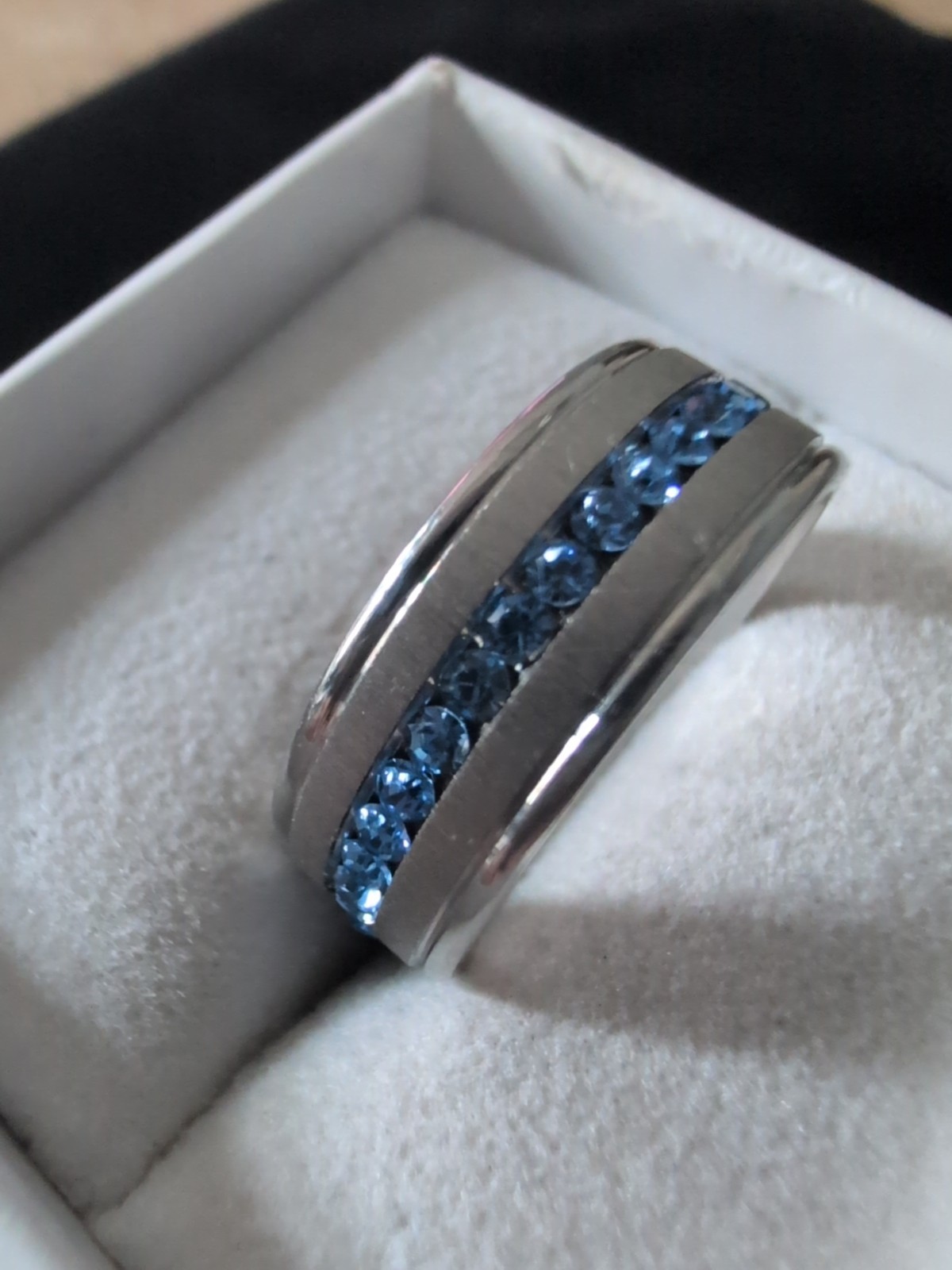 Titanium Size 10 Ring Micro Beaded Channel Set Ta… - image 5