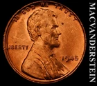 1945 Lincoln Wheat Cent- Red- Choice Gem Brilliant Uncirculated- Luster #K283
