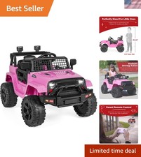Pink 12V Kids Ride-On Truck with LED Lights  Parental Control Remote