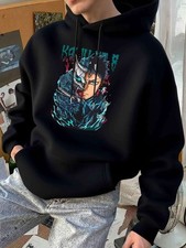 Men's Anime Graphic Hooded Sweatshirt - Japanese Manga Print Pullover with Dynam