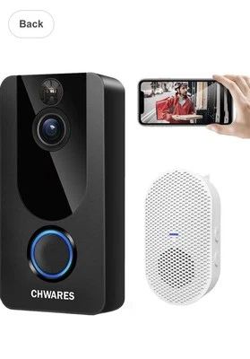 CHWARES Video Doorbell Camera with Chime, 1080p Wireless WiFi, Motion Detection