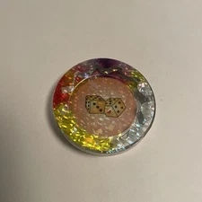 Vintage Pogs - Plastic Slammer - CLEAR SPARKLE DICE - FREE SHIP